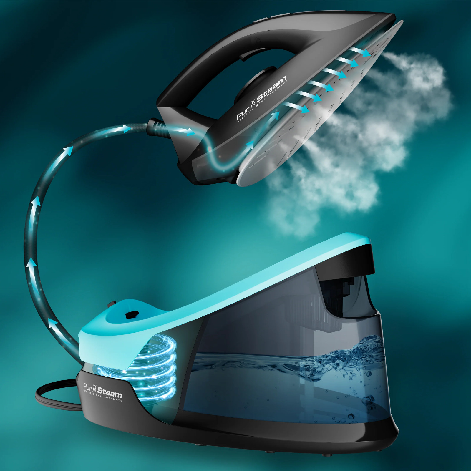 Pursteam Steam Station Max Ceramic Soleplate Steam Iron for Clothes 1500W