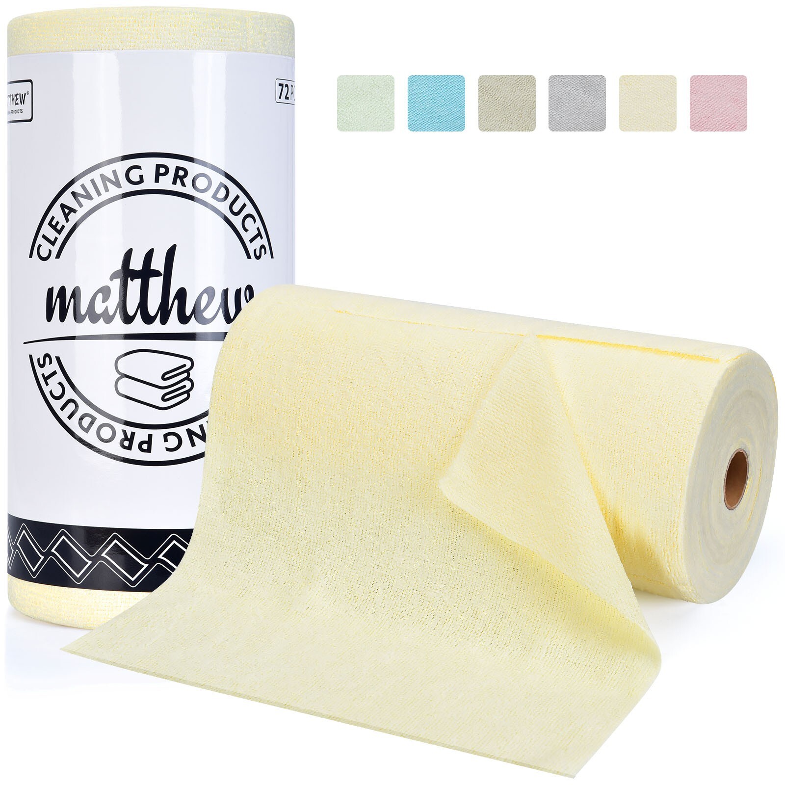 Matthew Microfiber Cleaning Cloth Roll 72Pack(12″x12″) Washable Tear Away Towels