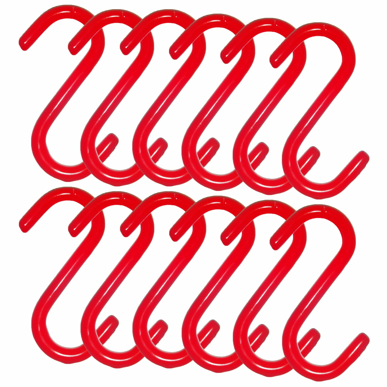 12 Pieces 3″ inch Red Vinyl Coated S Shaped Hooks for Hanging Kitchen Rack