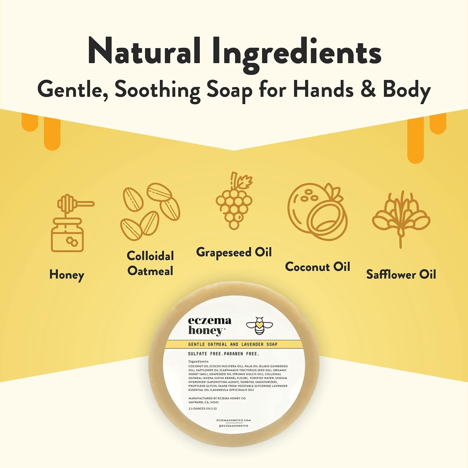 Gentle Oatmeal and Lavender Soap – Natural Eczema Body Wash – Daily Gentle Soap
