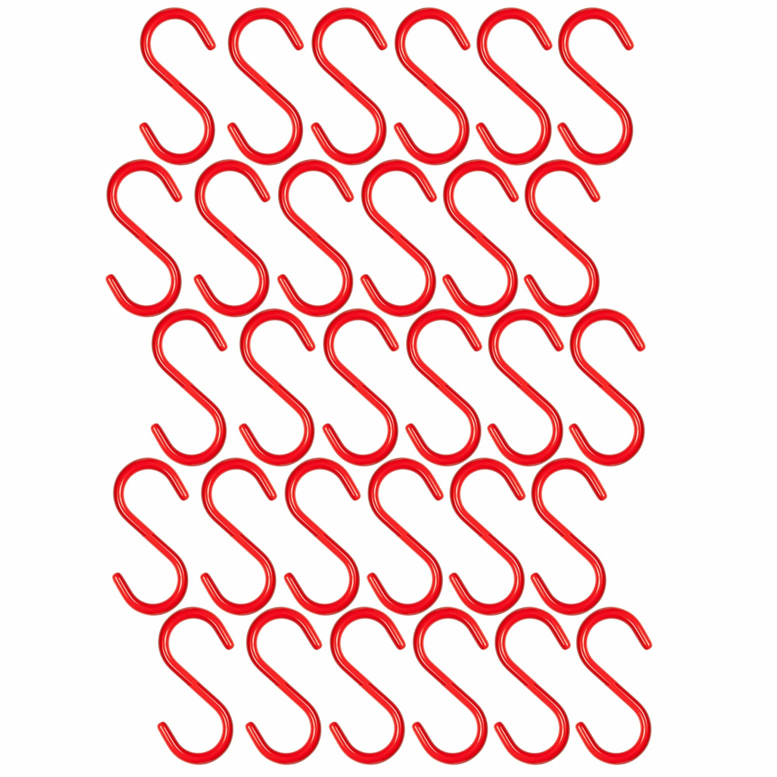 30 Pieces 4″ inch Red Vinyl Coated S Shaped Hooks for Hanging Kitchen Rack
