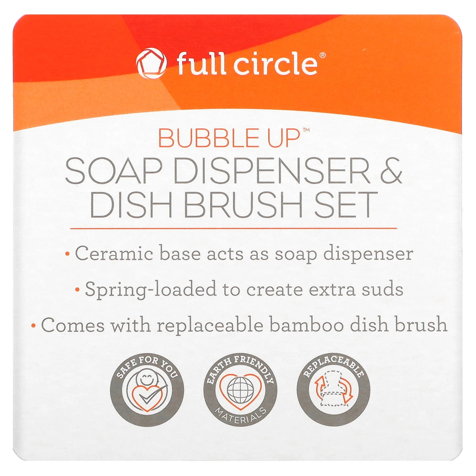 Bubble Up, Soap Dispenser & Dish Brush Set, White, 1 Set