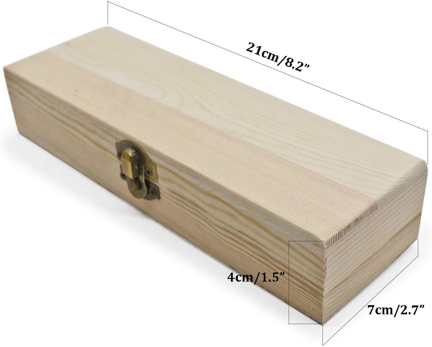 Plain Unfinished Wood Pencil Box, Unpainted Rectangle DIY Artist Tool and…
