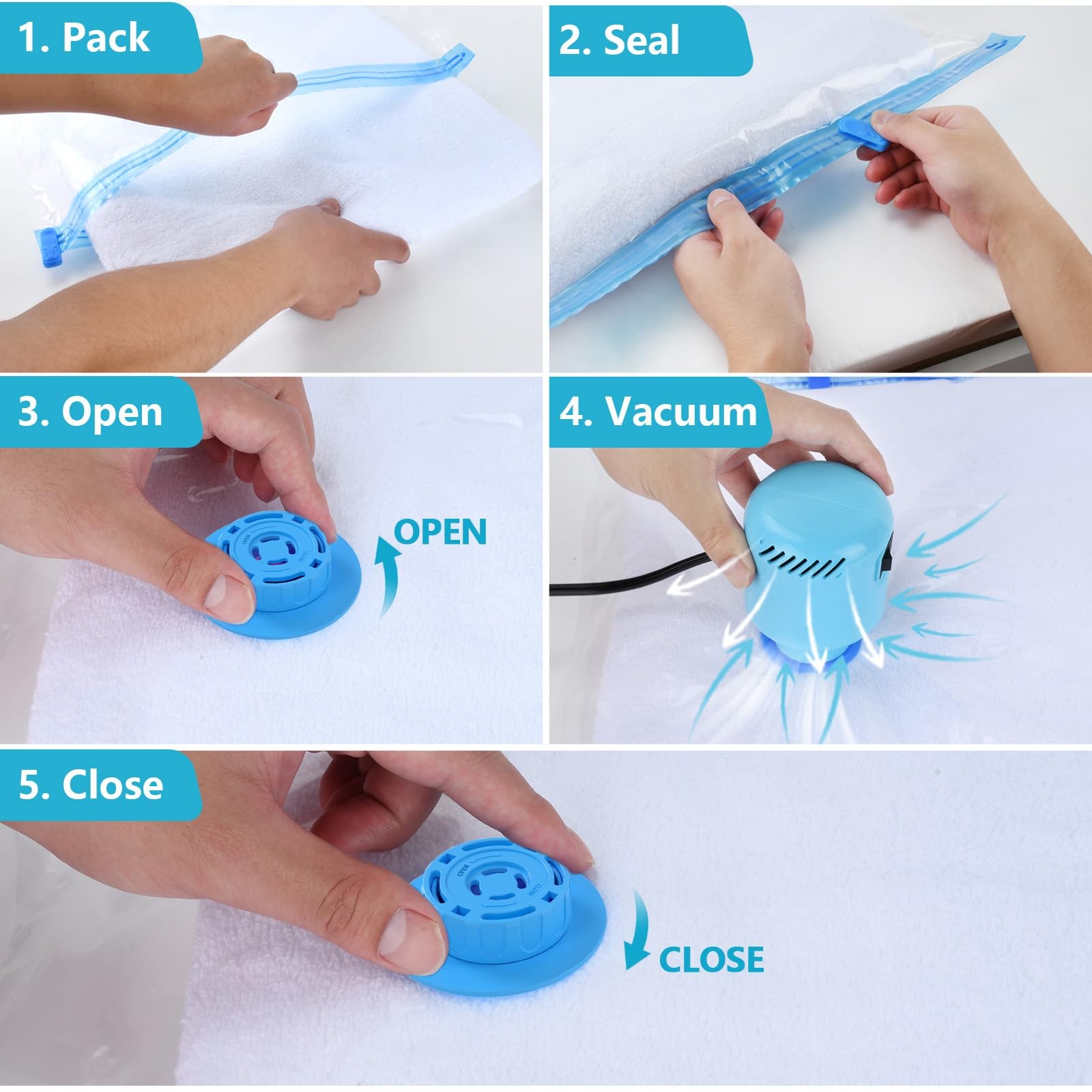 Portable Electric Air Pump for Vacuum Storage Bags Compress Clothing & Travel