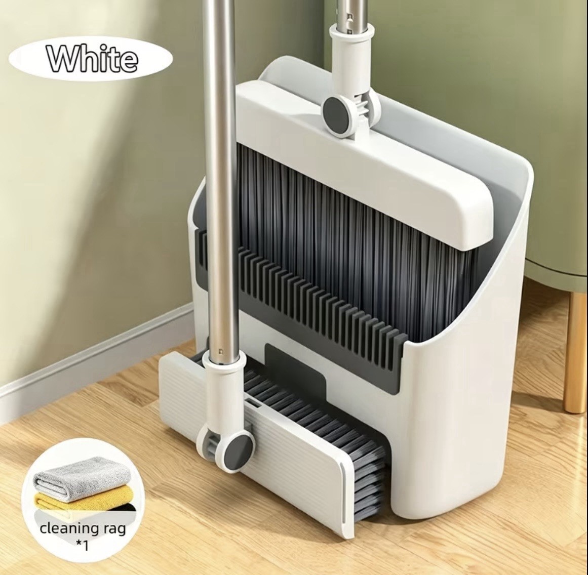 3-in-1 Long Handle Broom Dustpan Set Floor Brush Upright Home Cleaning Kit