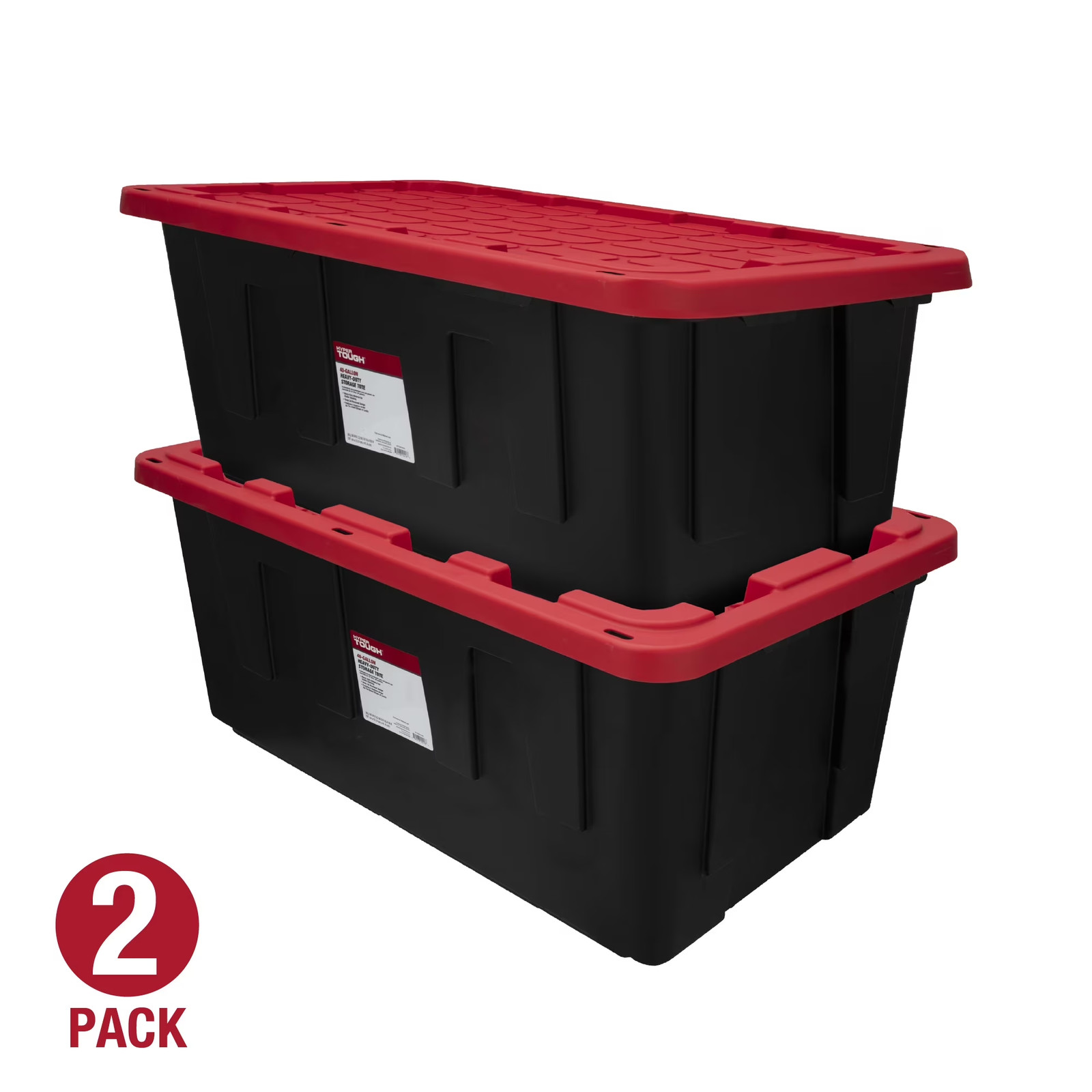 27-Gallon Plastic Storage Bin with Snap Lid, Black and Red