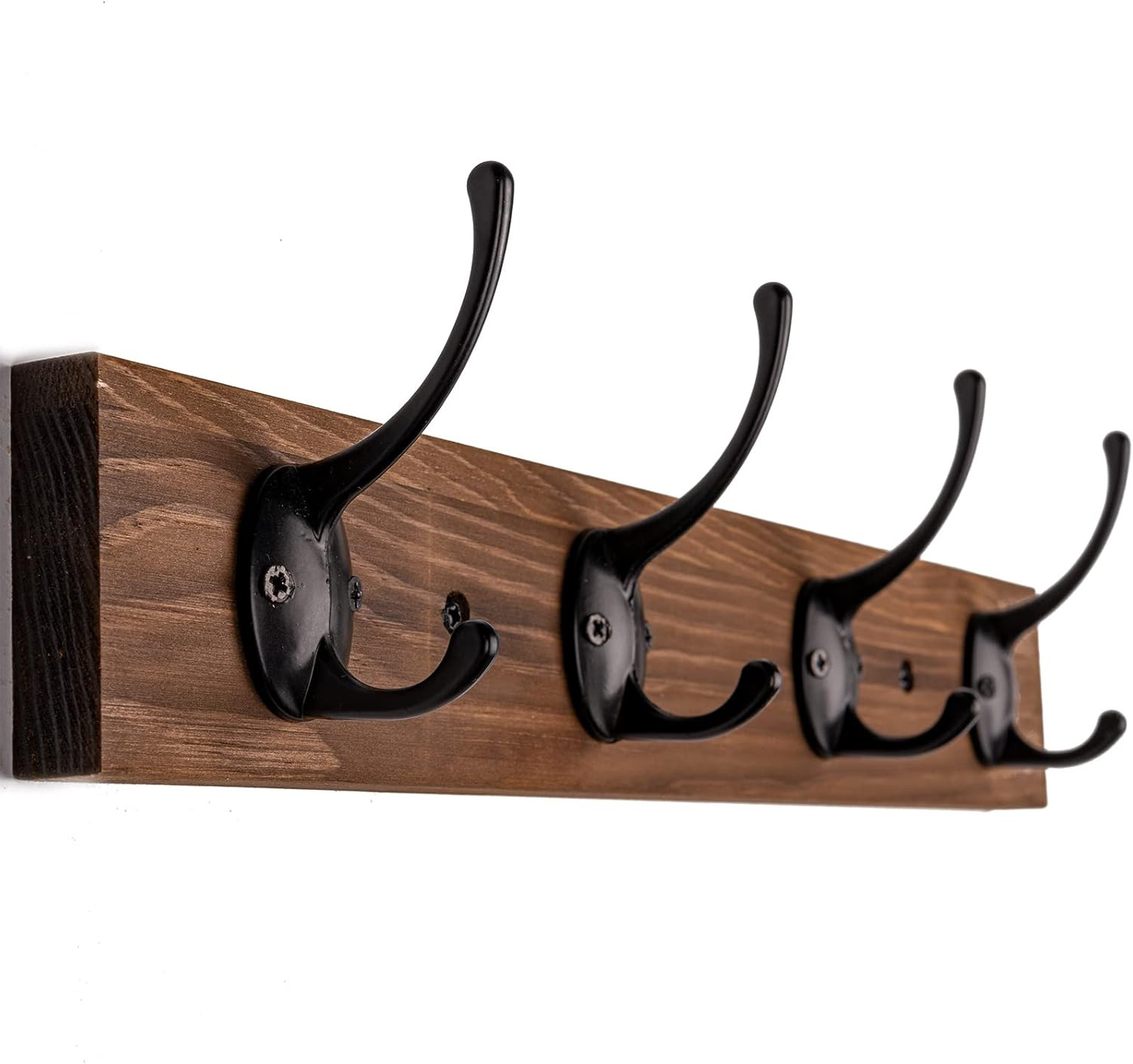 Wall Mounted Wooden Coat Hat Rack with 4 Hooks for Entryway Bathroom Bedroom