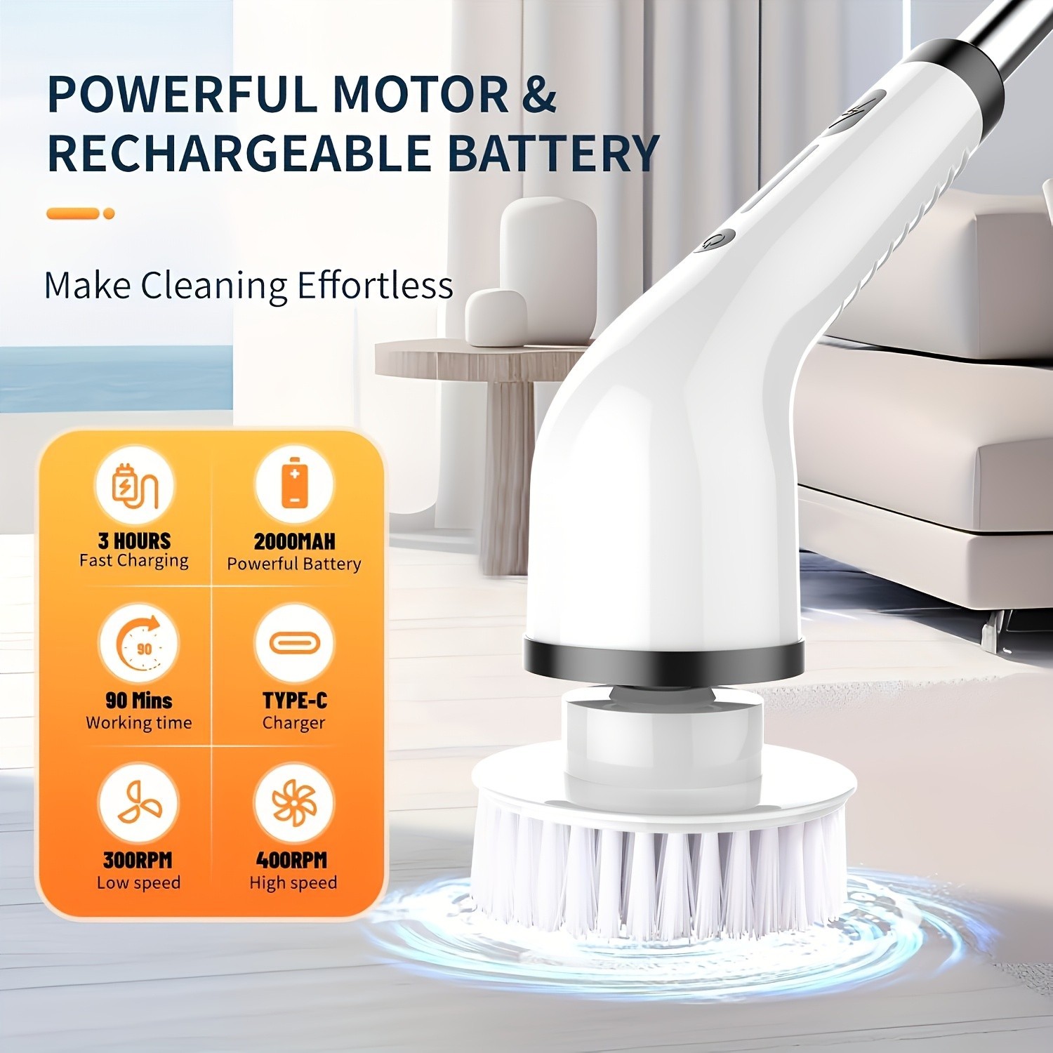 8 in 1 Electric Spin Scrubber for Bathroom, Tub, Tile, Kitchen FREE SHIPPING USA
