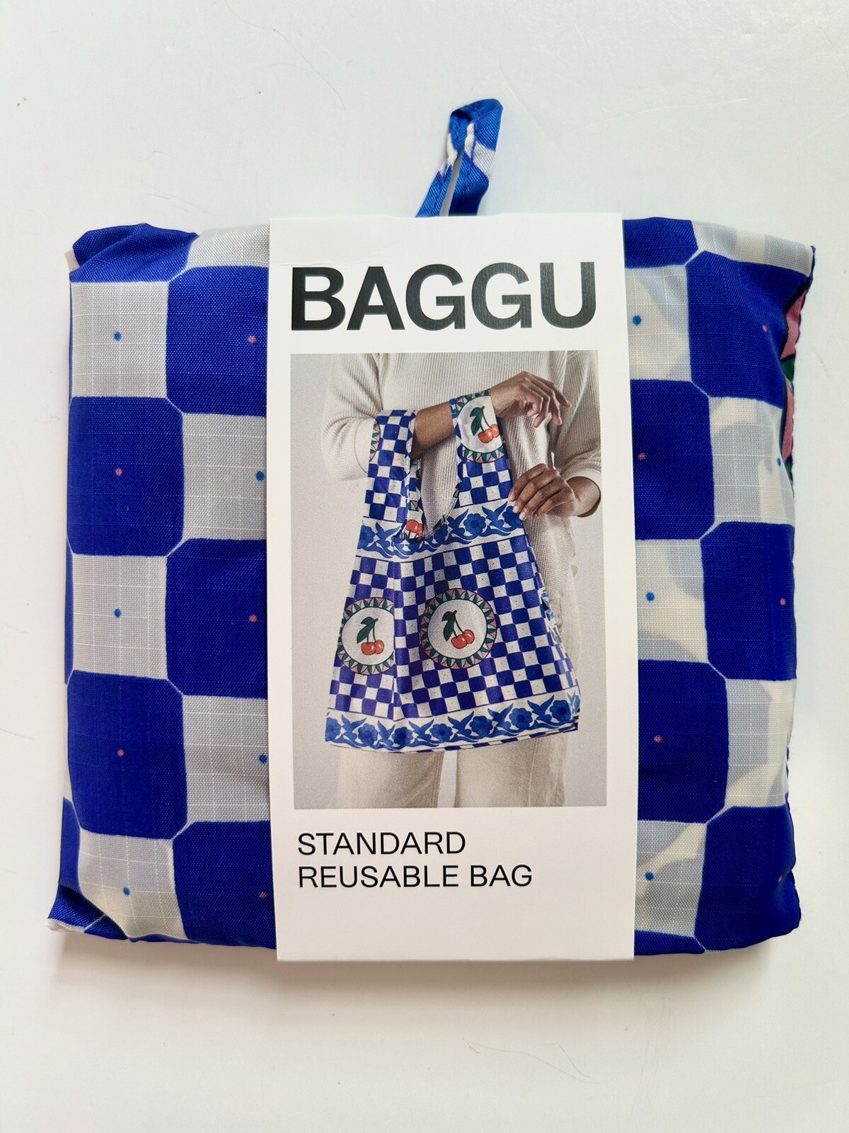 NEW! Baggu STANDARD BAG in “Cherry Tile” — Washable Recyc. Nylon SOLD OUT + RARE