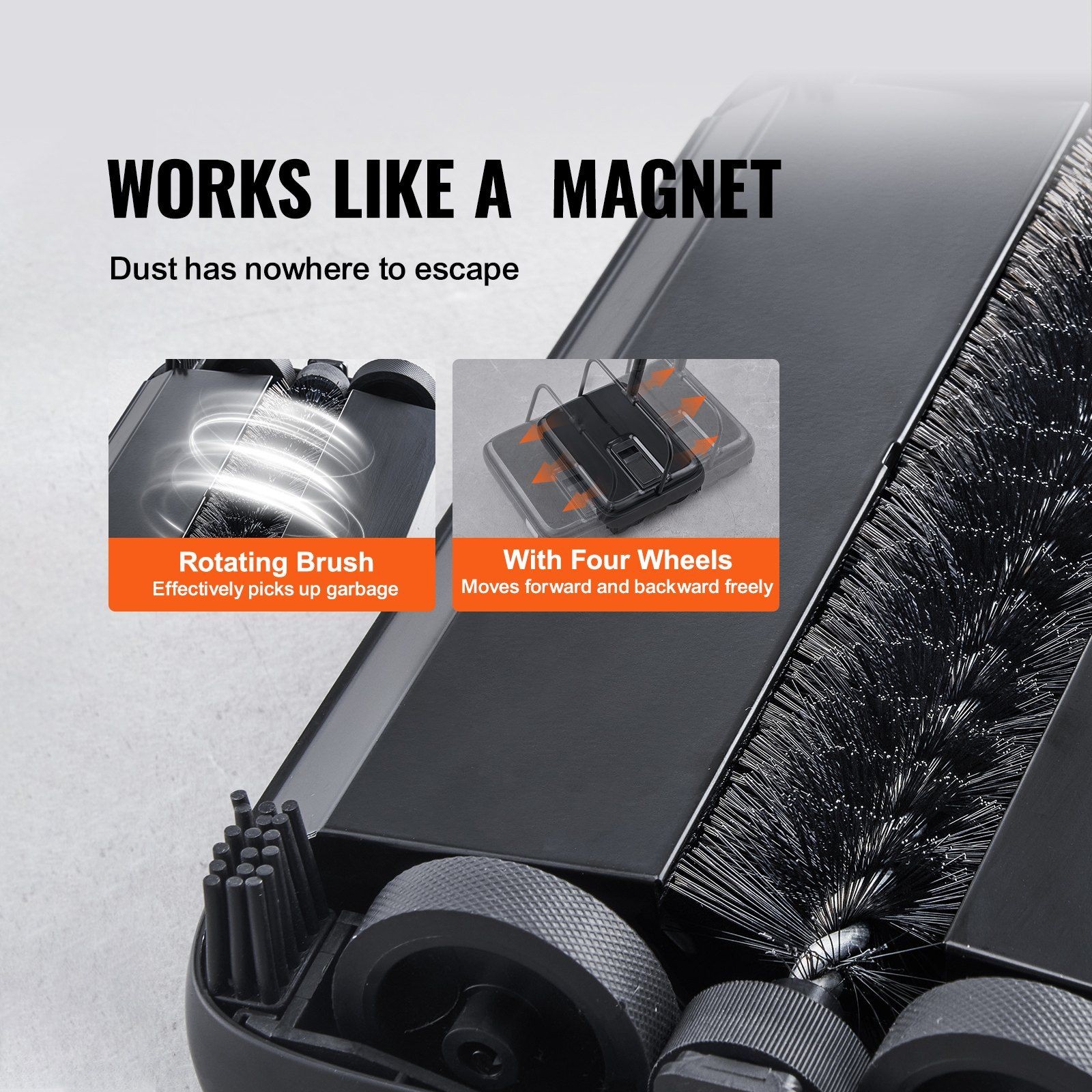 High Efficiency Carpet Sweeper 7.87in 300ml Manual Operation Design