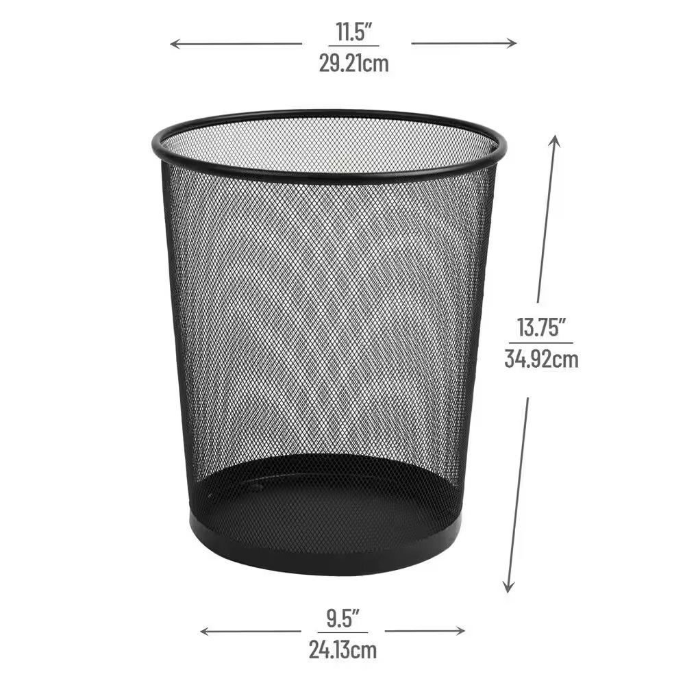 Freestanding Trash Can Waste Paper Basket 11.5 In. L X 11.5 In. W X 13.75 In. H