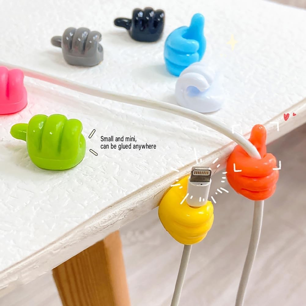 10 Pack Fun Self-Adhesive Silicone Thumb Wall Hooks and Cable Organizers