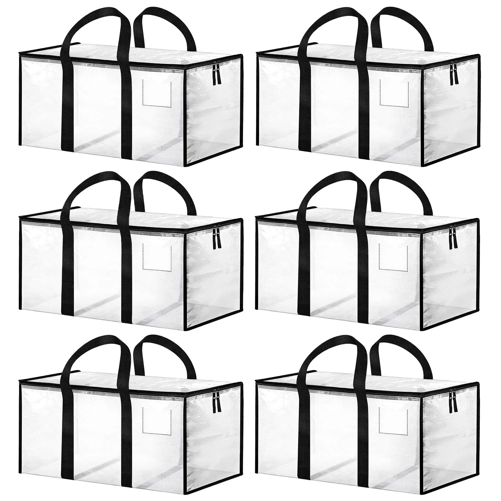 6-Pack Extra Large Heavy Duty Moving Bags, Clear Storage Bins with Tags,
