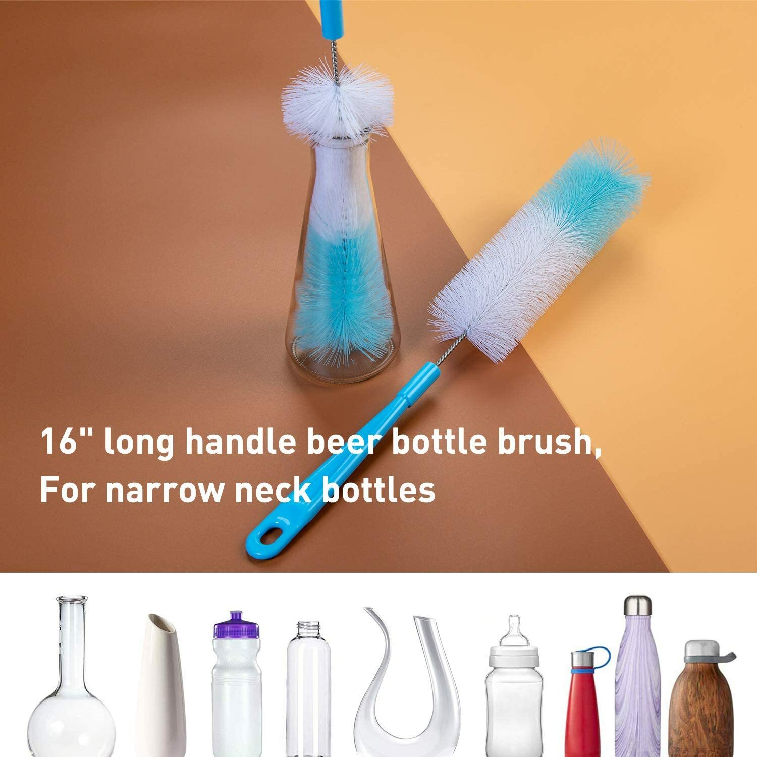 5 Pack Bottle Brush Cleaning Set，Long Handle Bottle Cleaner for Washing Narrow