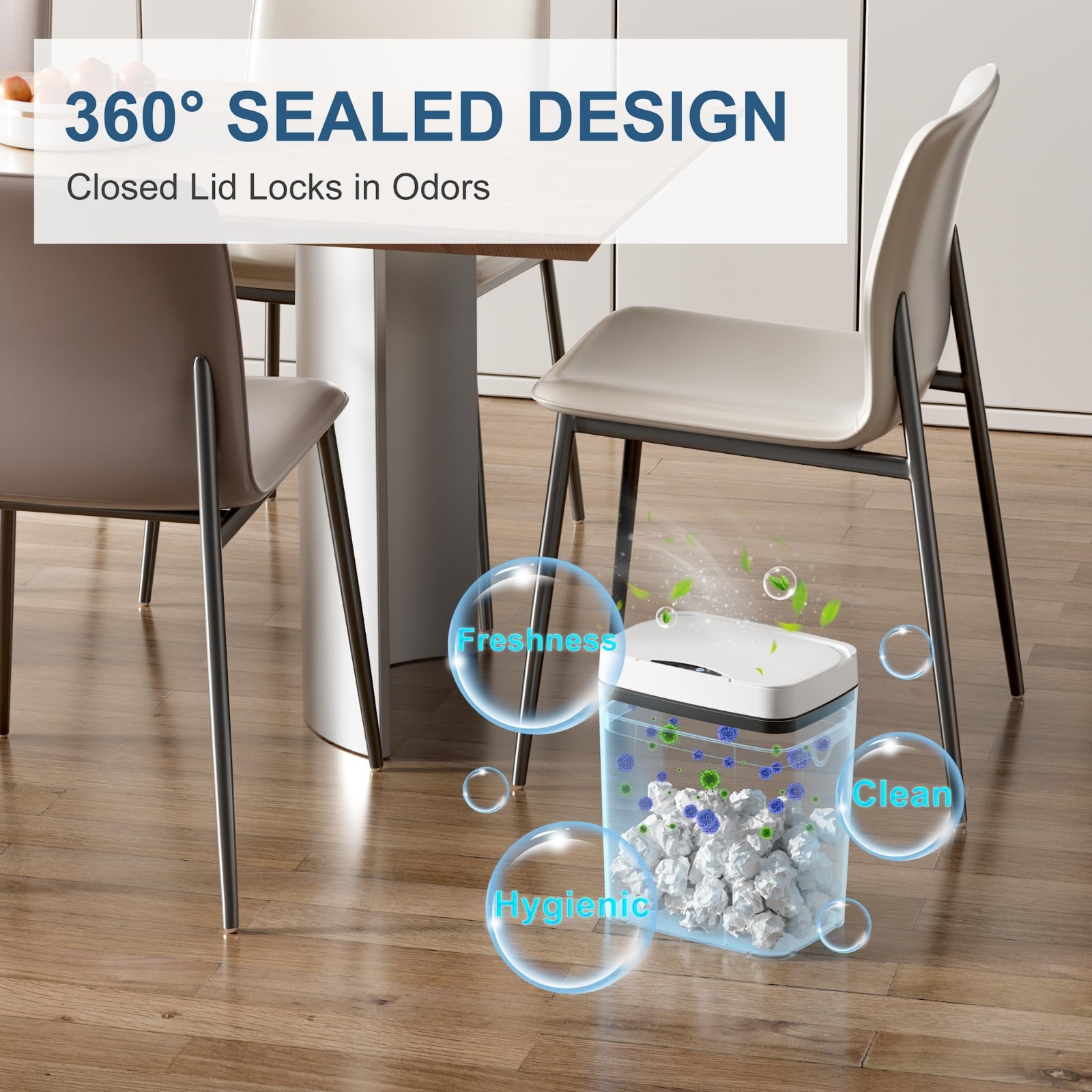 2 Pack Touchless Bathroom Trash Can 2.7 Gal – Slim Motion Sensor Garbage Bin, Wa