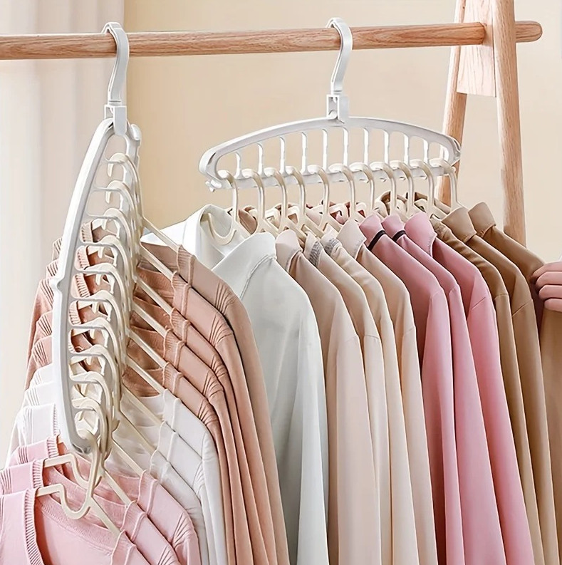 1 pc Folding Multi-Hole Clothes Hanger Non-Slip Closet Space Saver Organizer