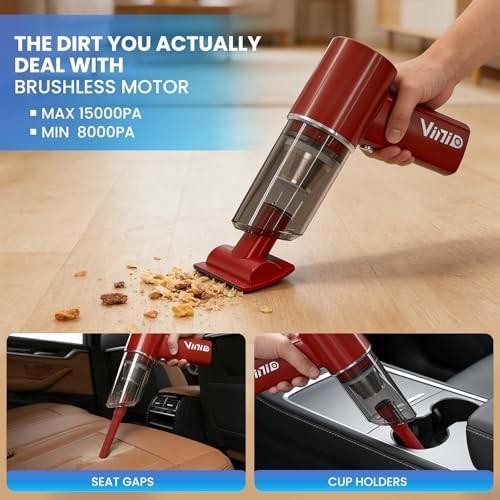 8000mAh Cordless Car Vacuum Cleaner, 80W High Power Handheld Vacuum with