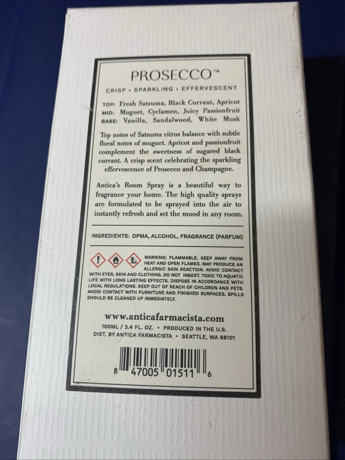 Antica Farmacista Room Spray – Prosecco 100ml/3.4oz