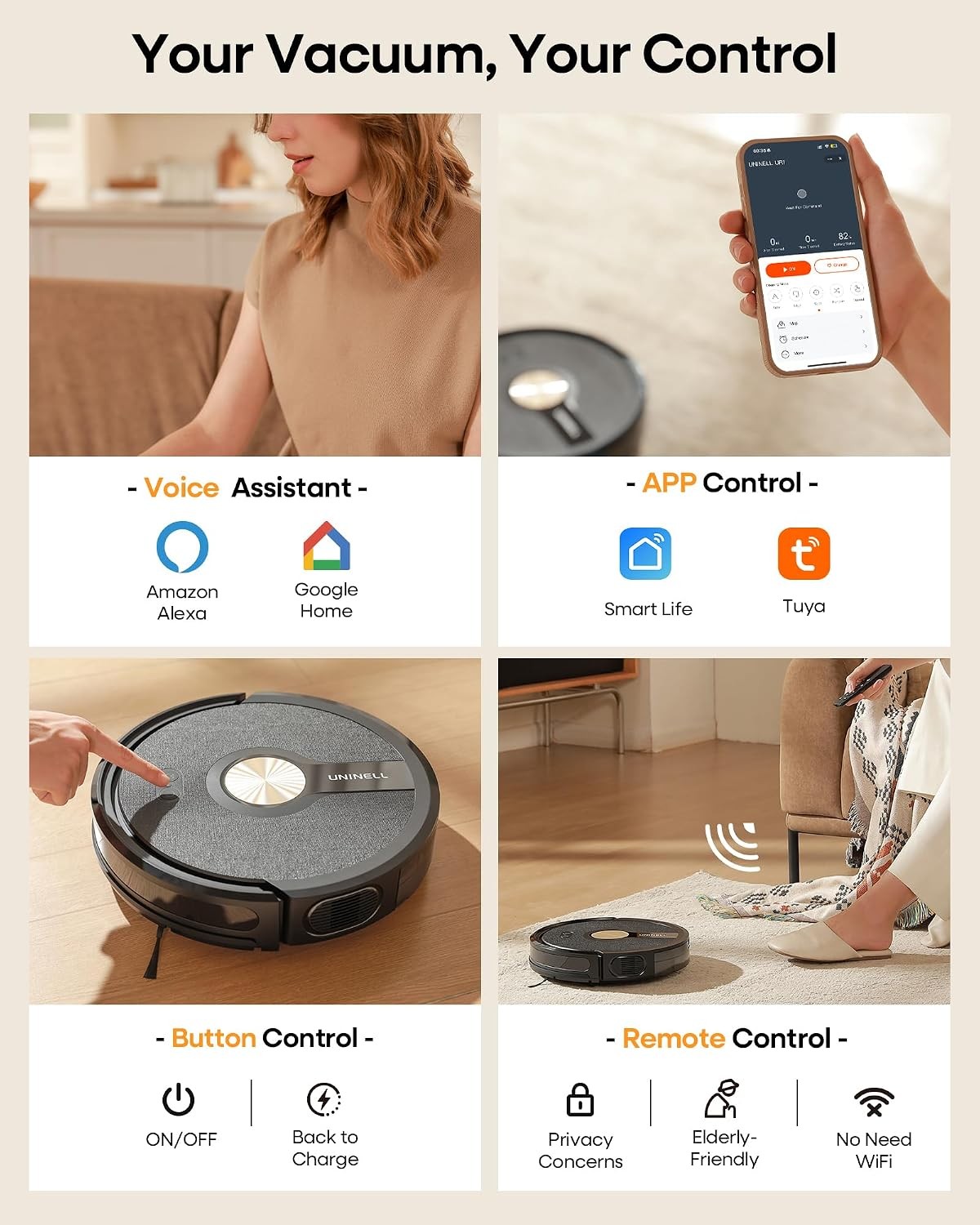 Robot Vacuum and Mop Combo 5000Pa 180Min App Alexa Self Charging UR1