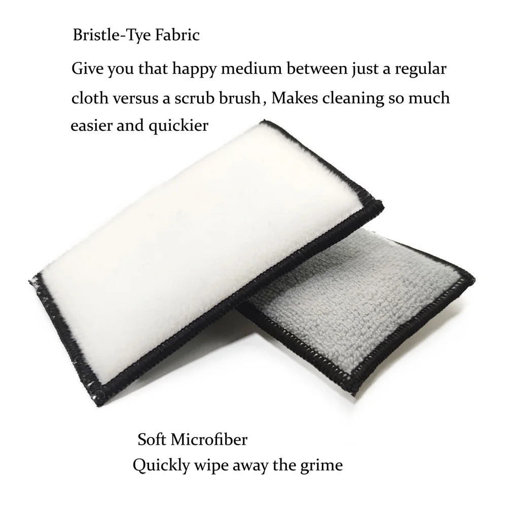 Dual-Sided Microfiber Scrubbing Sponge for Car Leather Cleaning and Detailing