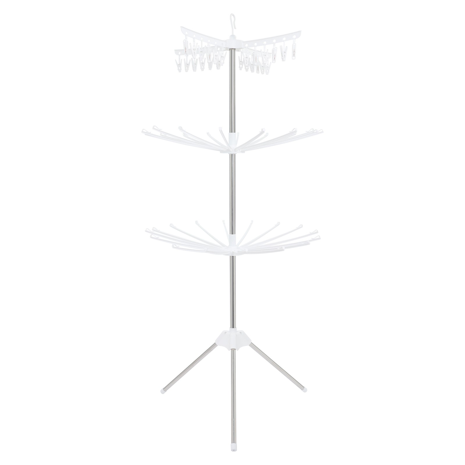 67″ 3-Tier Clothes Drying Rack With 24* Clips Floorstanding Laundry Drying Rack