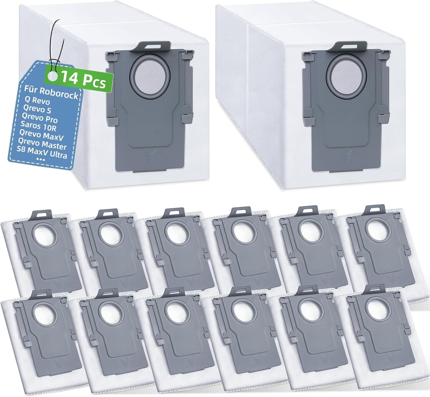 14 Pack Dust Bag Replacement Compatible for Roborock S8 MaxV Ultra Q Revo Qrevo