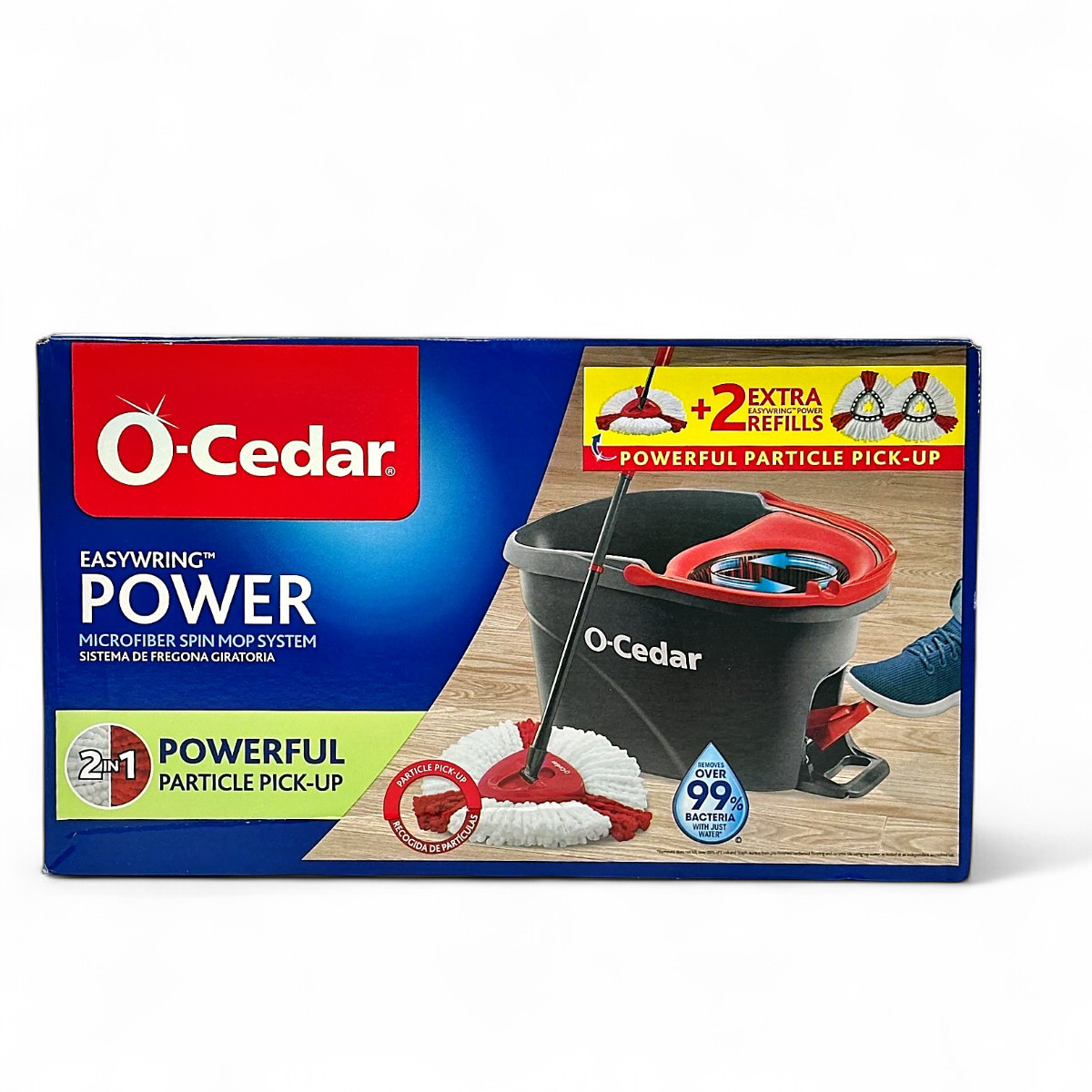 O-Cedar EasyWring Power Microfiber Spin Mop System 2-in-1 +2 Extra Mop Heads