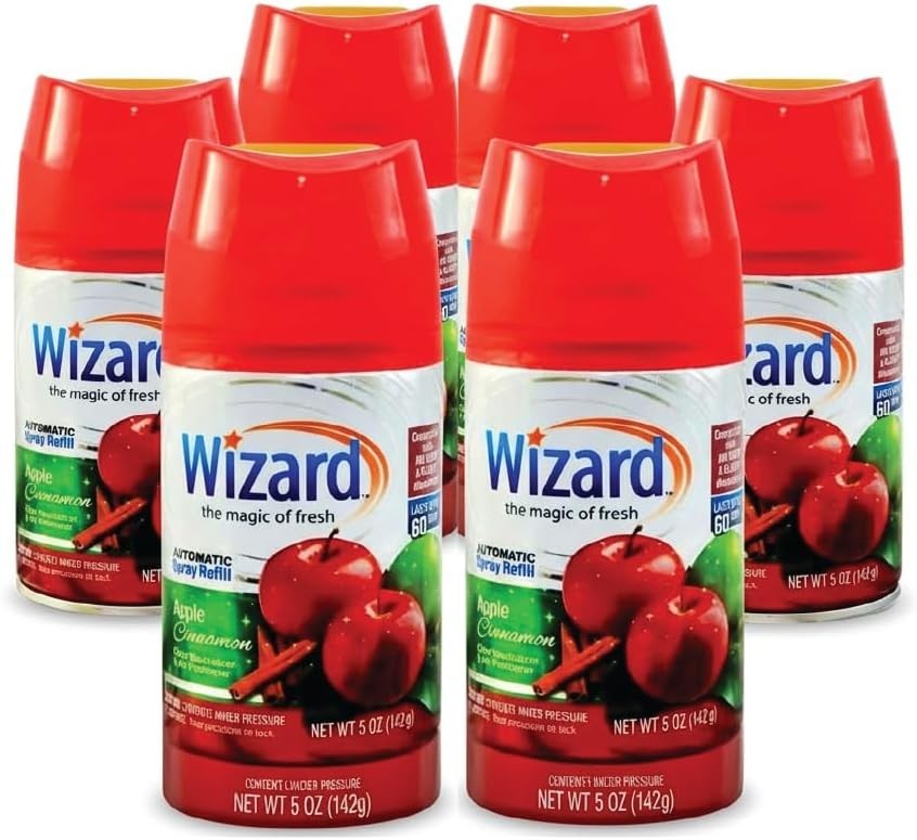6 WIZARD Automatic Spray Refills 5oz Air Freshener Refill Cans