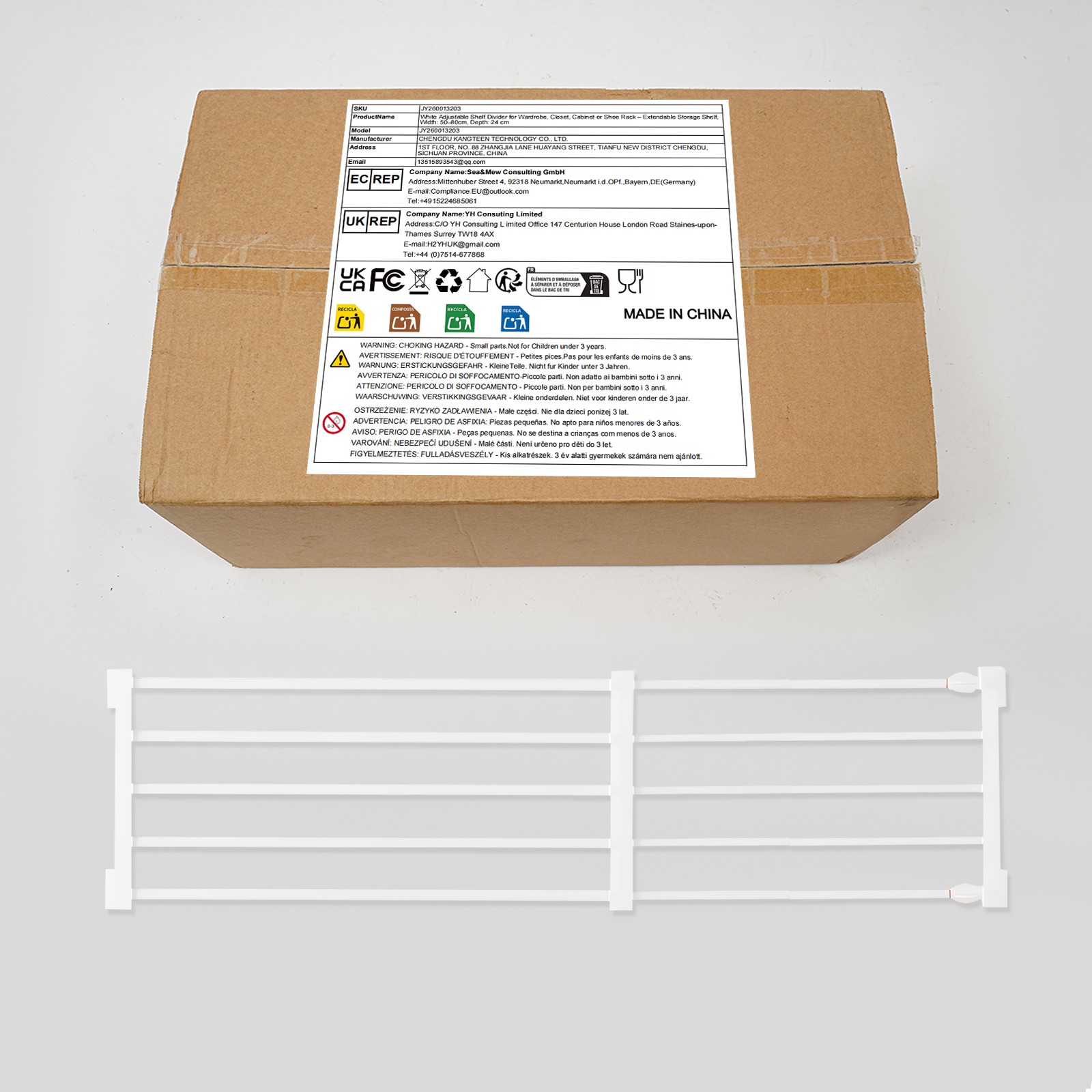 Expandable Closet Tension Shelf 19.69-31.5in Adjustable Wardrobe Divider Storage