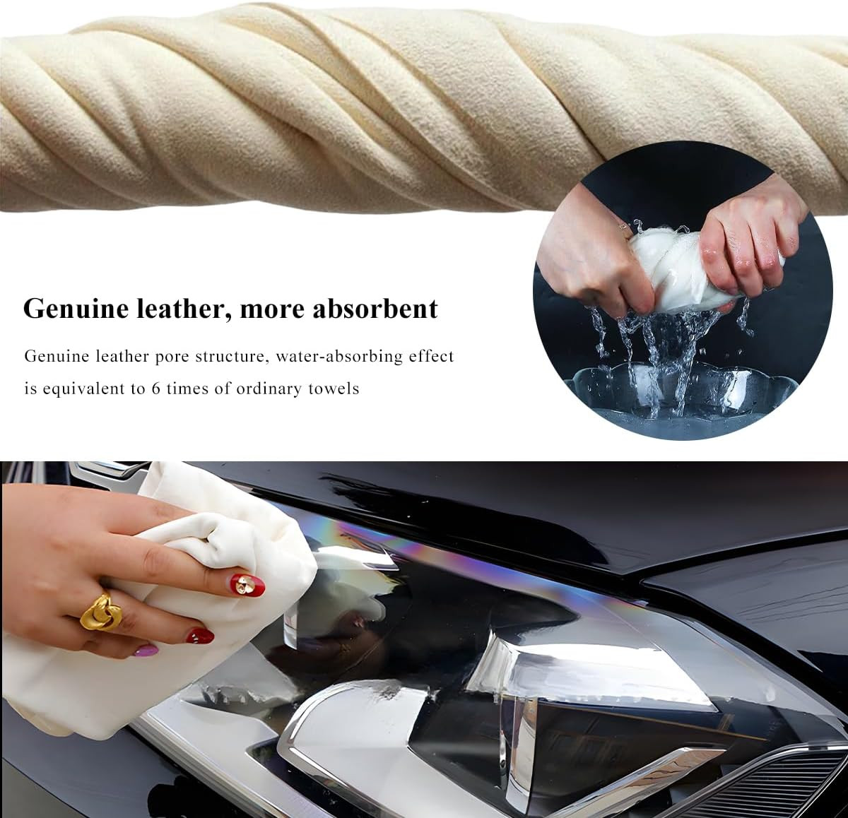 Chamois Cloth for Car, 23.6″ X 35.4″ Soft & Scratch-Free Shammy Cloth Car Drying