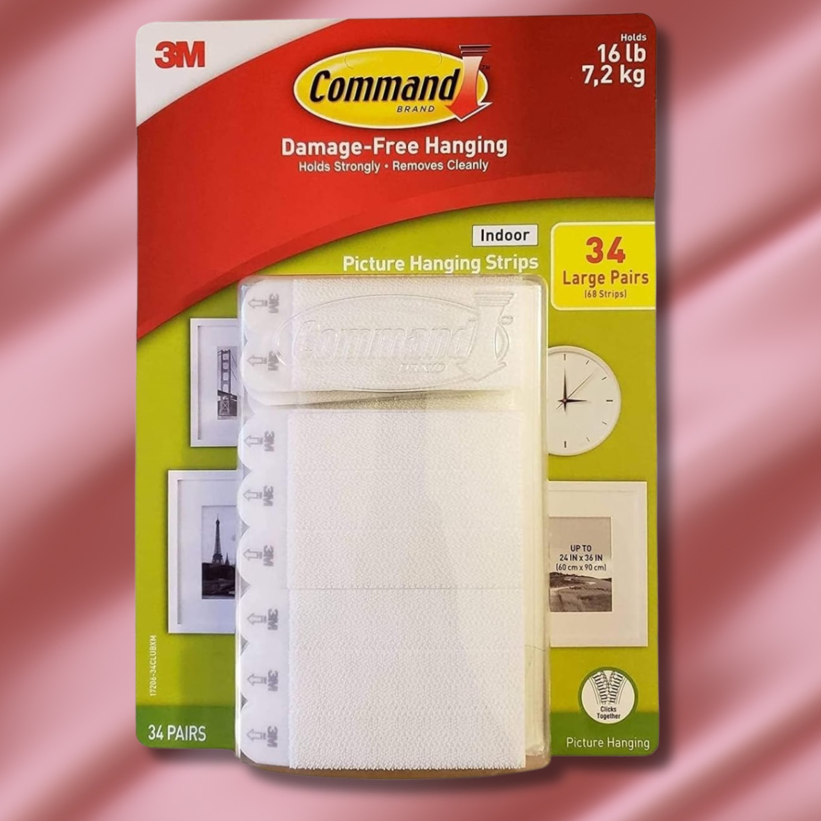 3M Picture Hanging Strips 34 Pairs 68 Large Strips Hold 16 lbs