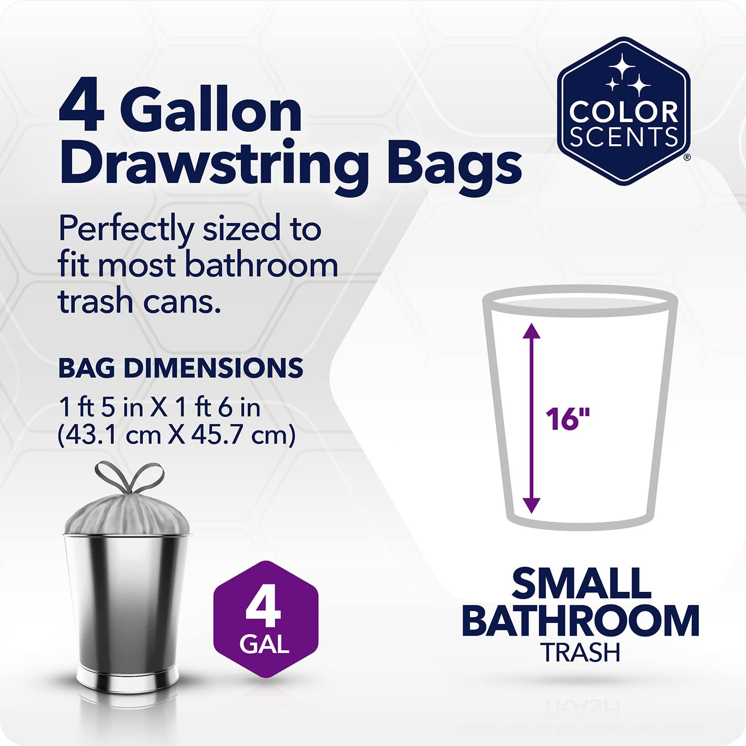 4 Gallon Drawstring Trash Bags – 200 Count Pack – Silver