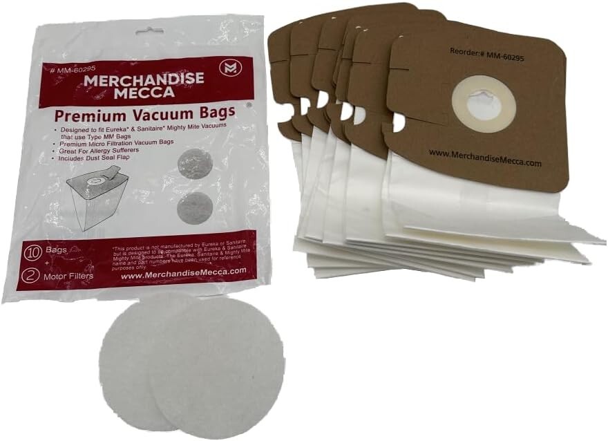 40 Vacuum Bags for Eureka MM Mighty Mite 3670/3680 Series + 8 Motor Filters
