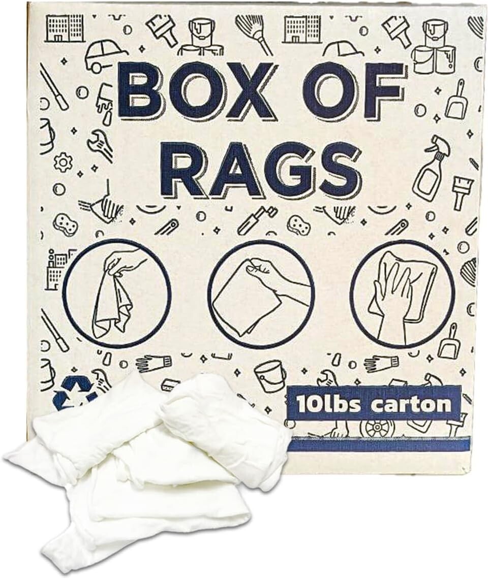 White Knit Cleaning Rags Recycle Premium T-Shirt Wiping Boxes Multipurpose Use