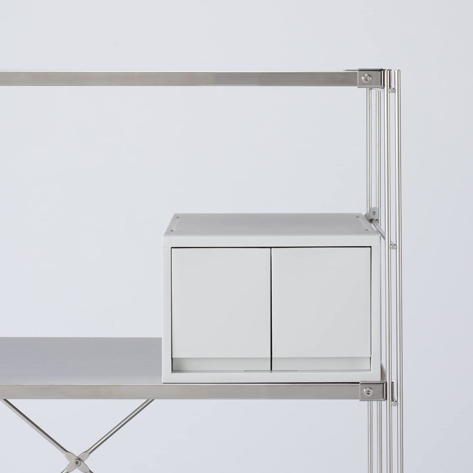 MUJI Polypropylene Case, Drawer Type, 2 Deep Type (with Dividers), White Gray