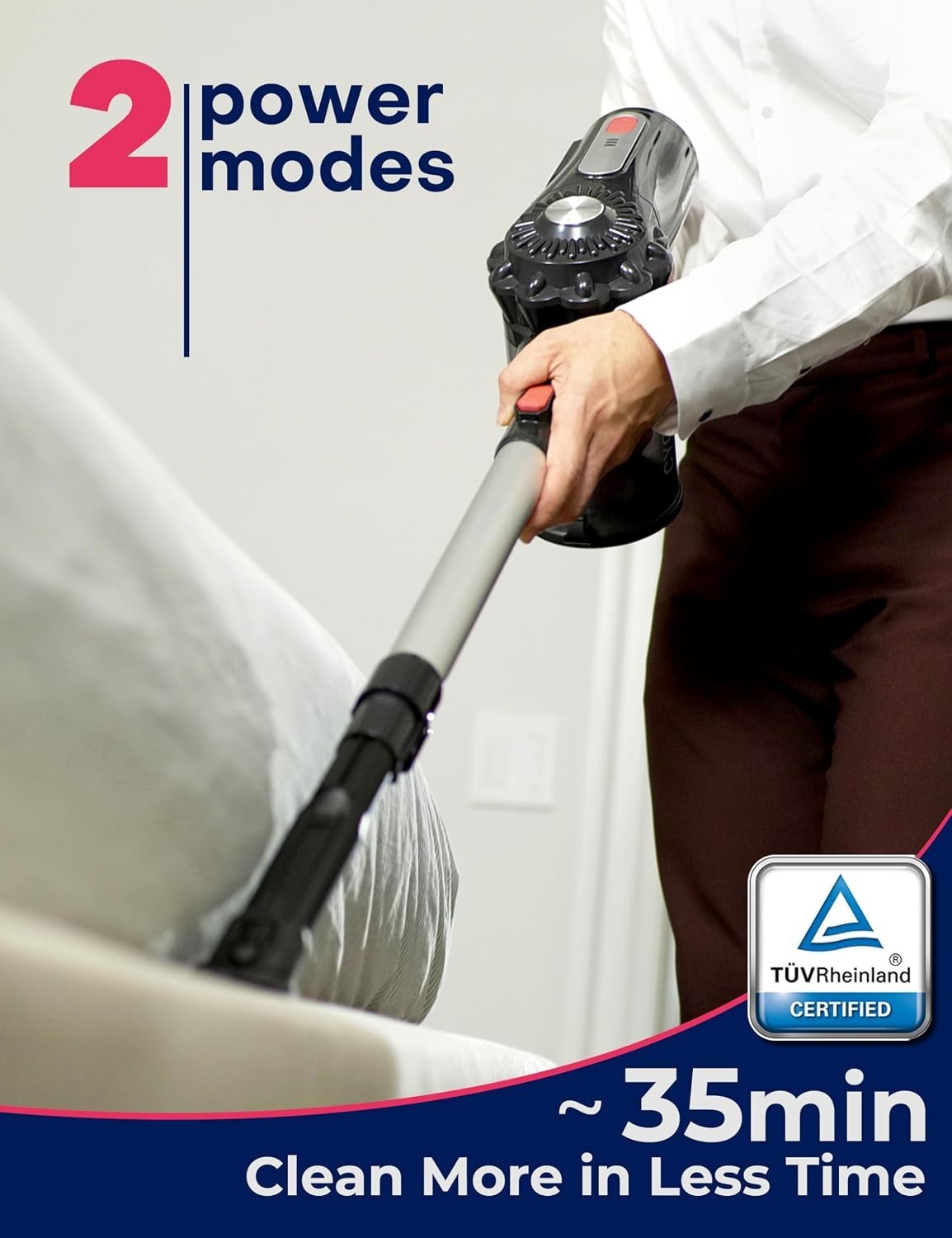 Effortless Cordless Stick Vacuum Cleaner – Up to 35 Min Runtime with HEPA Filter