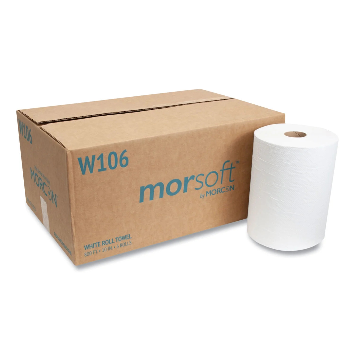 Morsoft Commercial Hardwound Paper Towel, White, 6 Rolls Per Carton