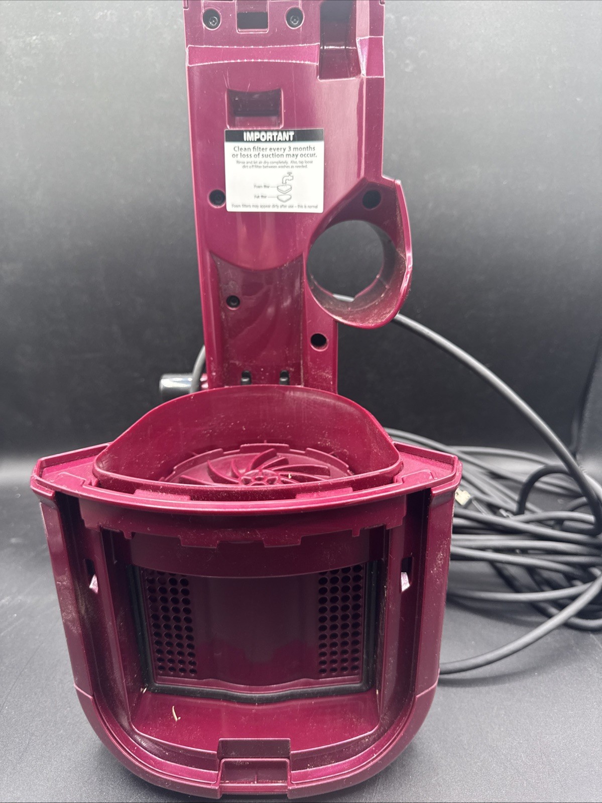 Shark Model CU530 Navigator Lift-Away Vacuum Parts, main body. Works Purple