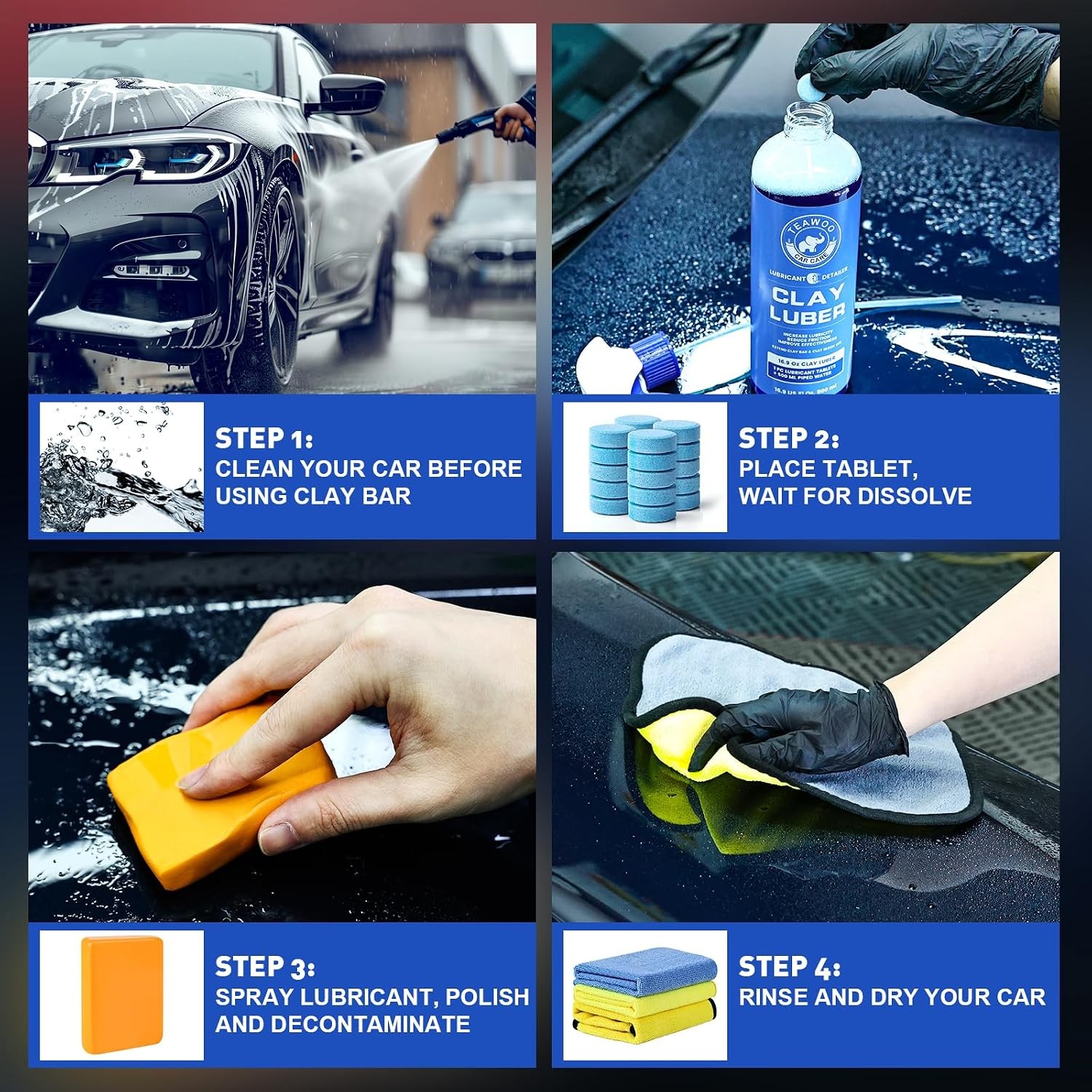 Car Detailing Kit 6 Count Clay Bar Kit for Car Cleaning and Detailing Supplies