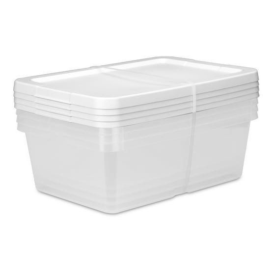 Sterilite Set of (4) 12 Quart Storage Boxes,Clear Plastic Storage Bin with Lid
