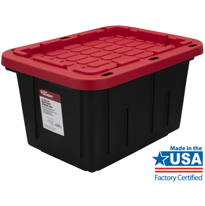 Hyper Tough 12 Gal Small Storage Bin w Snap Lid,Heavy Duty Plastic Container,4ct