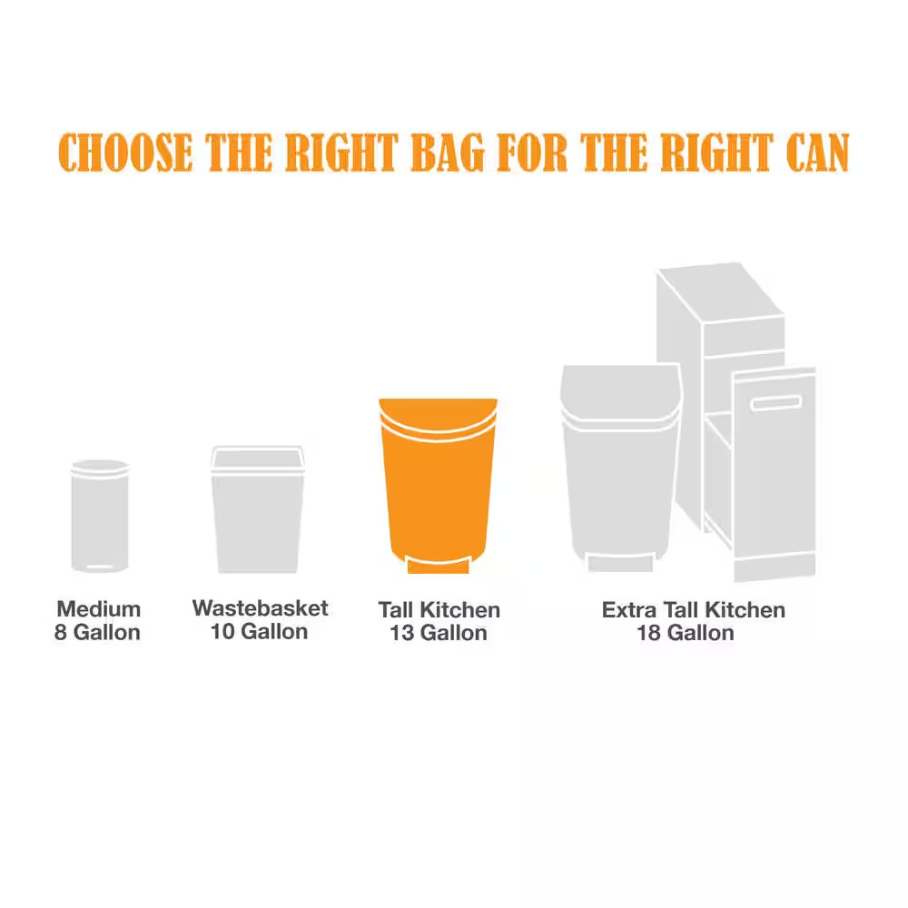13 Gallon Fresh Scent Tall Kitchen Trash Bags with Drawstring, 200-Count