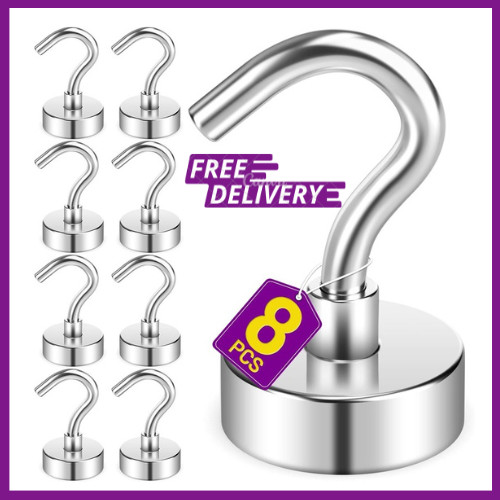 8 Pack Magnetic Hooks for Cruise Cabins, 30 LB Neodymium Magnets with Hooks, Hea
