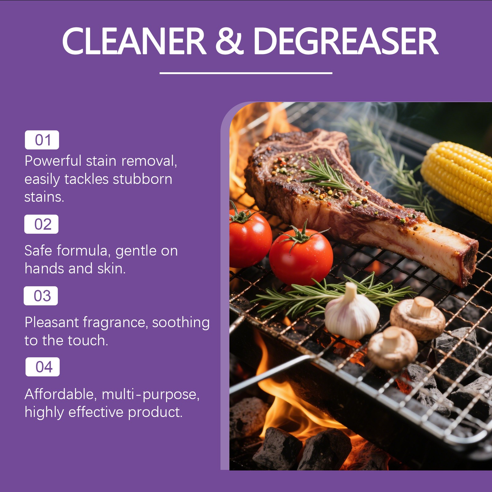 Heavy Duty Grill Degreaser Spray, Fast-Acting BBQ Cleaner for Outdoor Grills