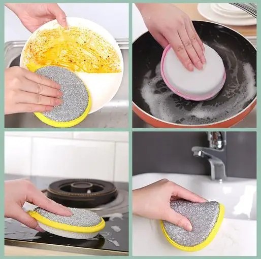 Double-Sided Scouring Pads Dish Pan Washing Sponge Kitchen Cleaning Tool 5/10/20