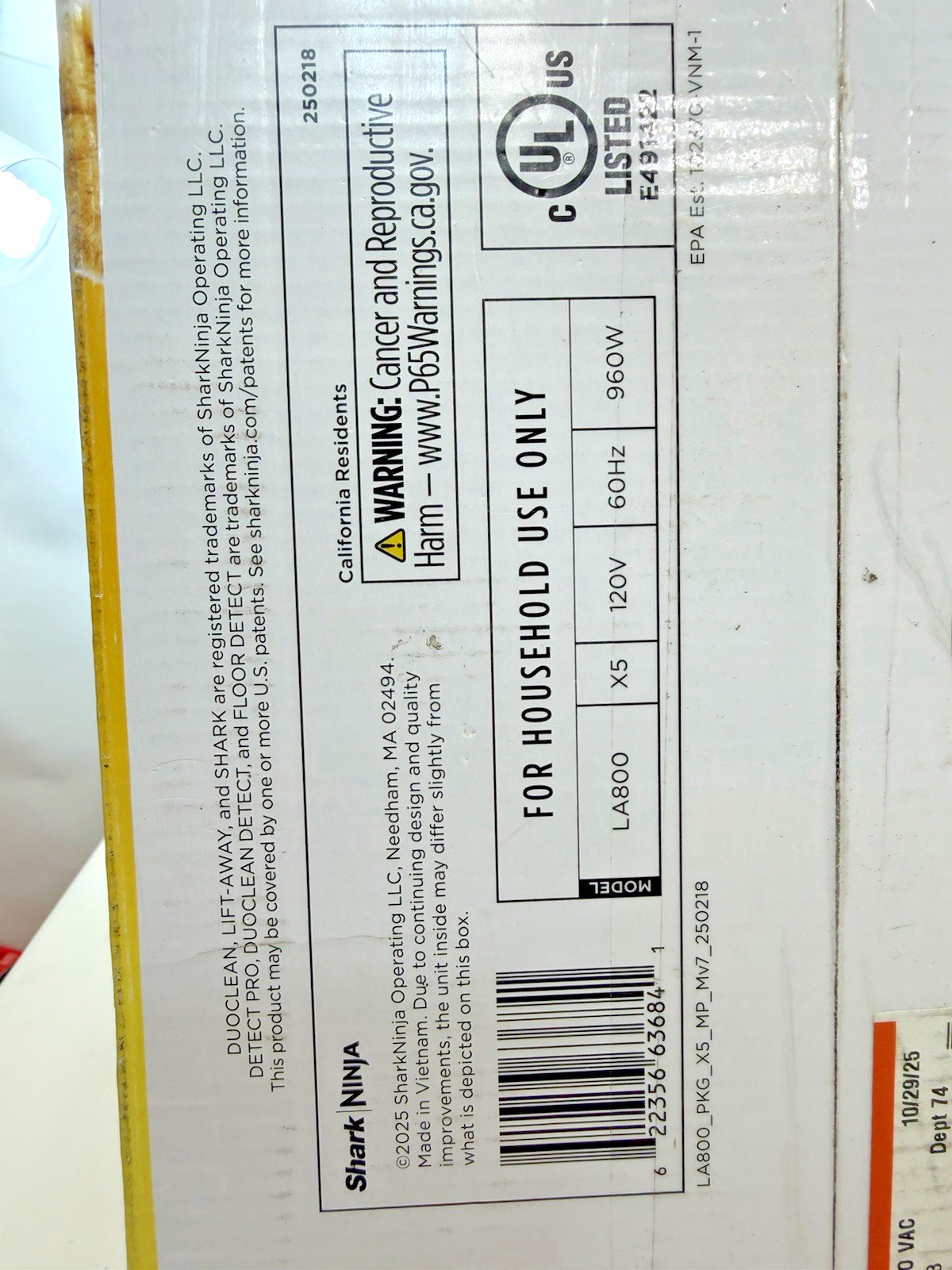 NEW Shark LA800 Vacuum Detect Pro Liftaway ADV Odor Neutralizer