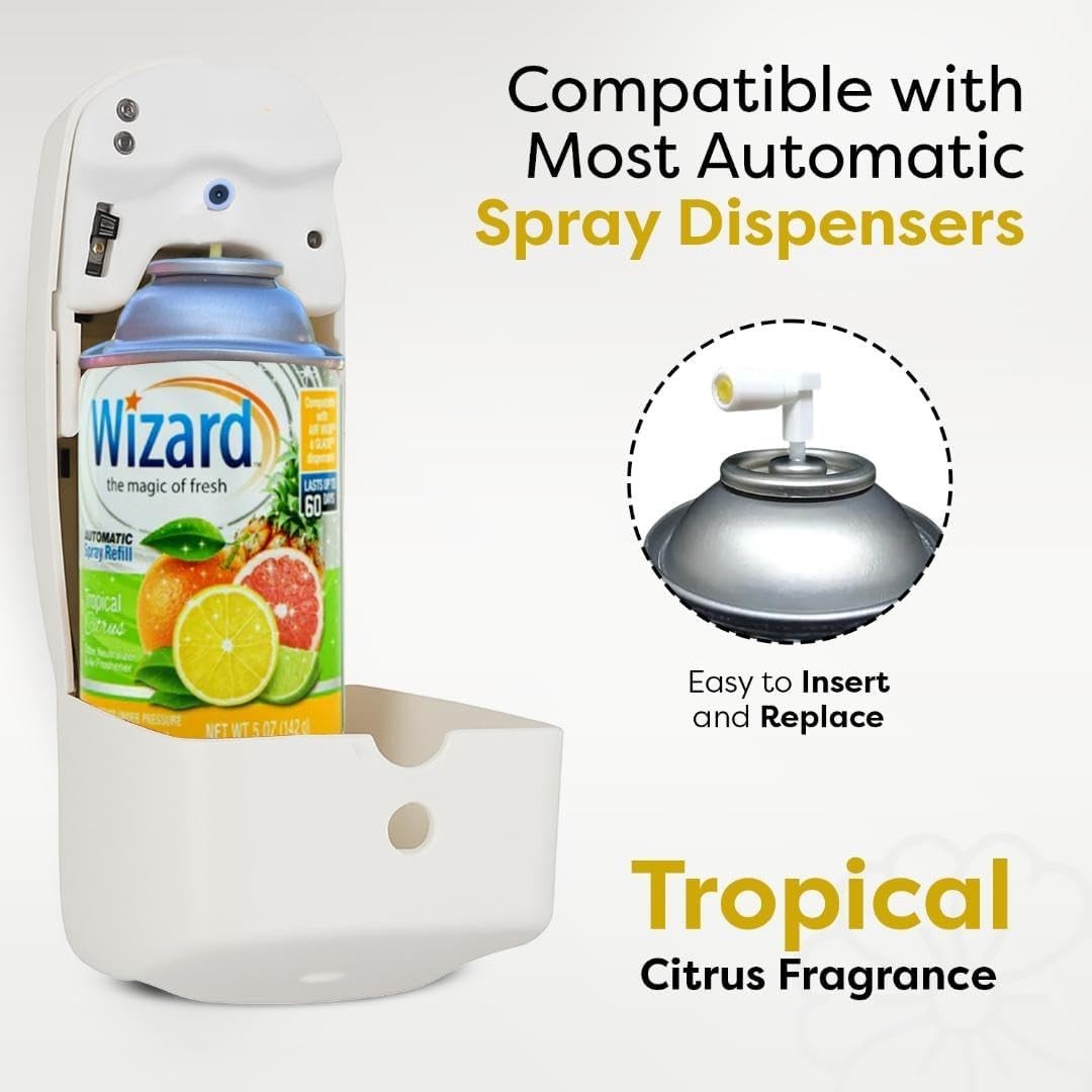 12 Pack Wizard 5oz Automatic Spray Refills Tropical Citrus Air Freshener