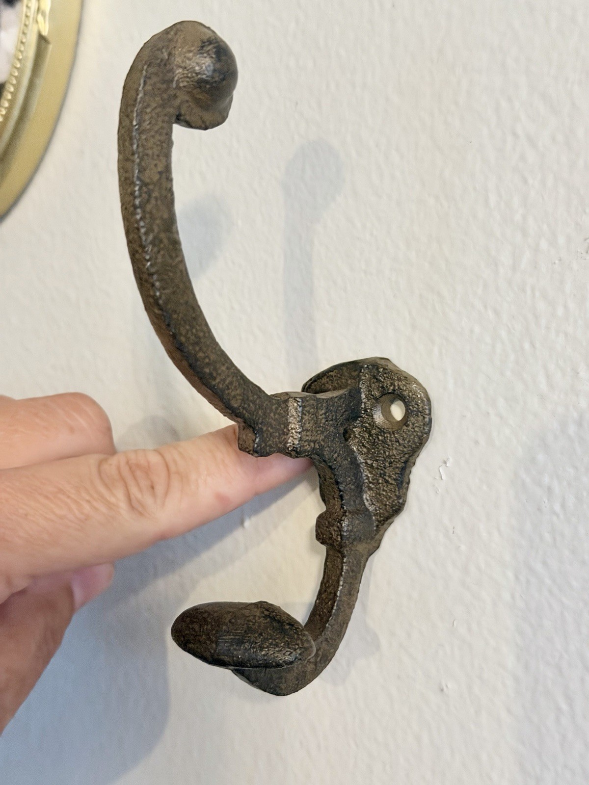 5 Cast Iron Rustic Brown double Wall Hooks Vintage Style Coat Entryway Hook 5.5”