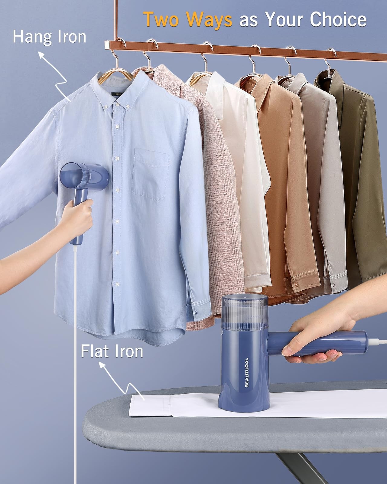 Foldable Handheld Clothes Steamer, 30-Sec Fast Heat-up, 120V Use Only, Travel