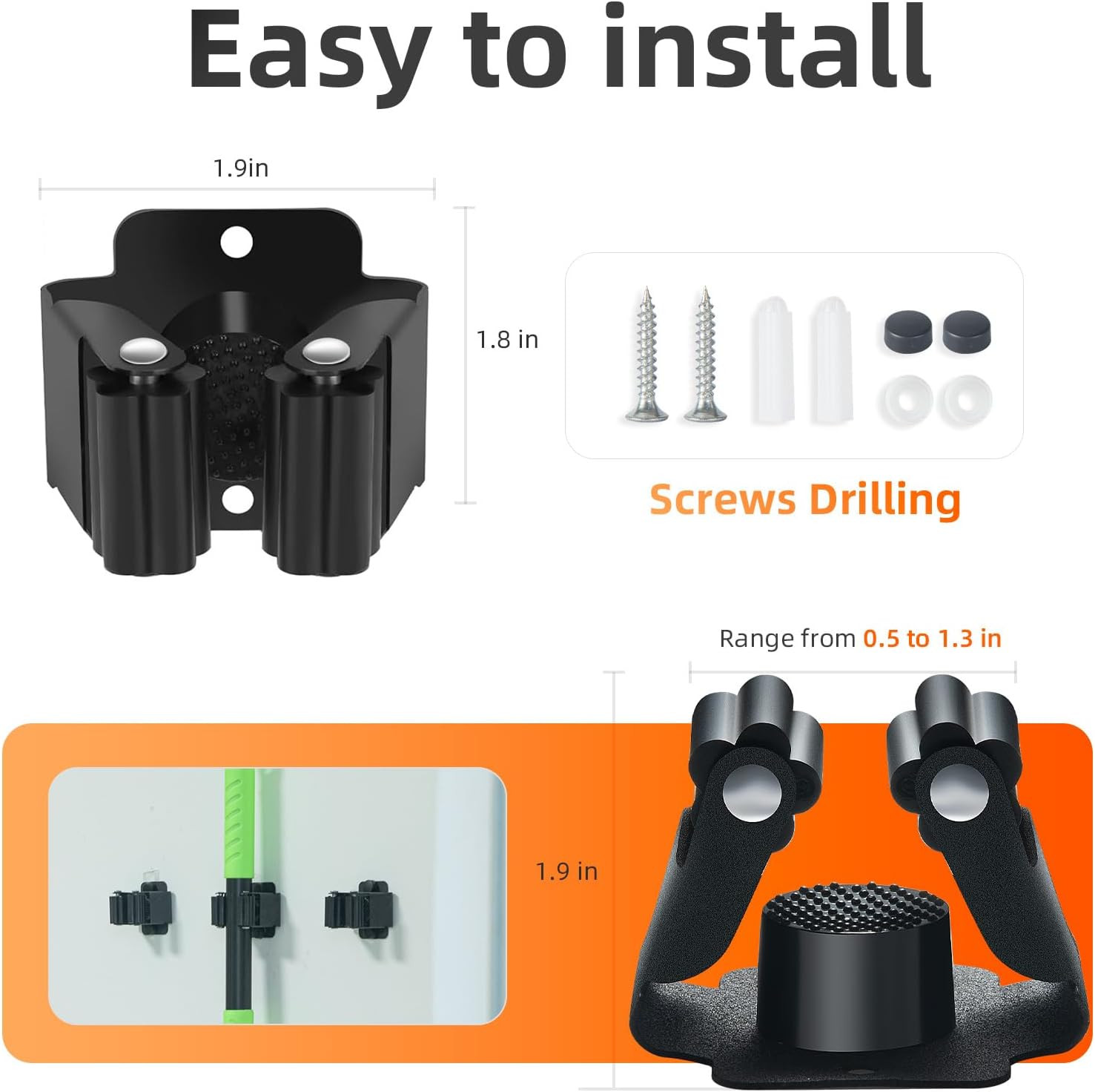 5 PCS Broom Holder Wall Mount Upgraded Heavy Duty Mop and Broom Holder Wall…